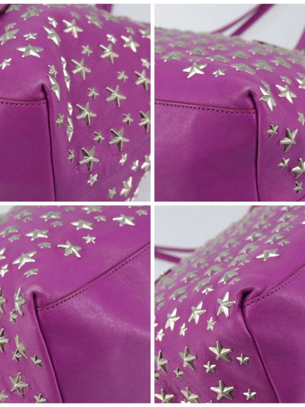 Jimmy Choo Studs Tote Bag Leather Purple Silver Auth yk20140 - Picture 14 of 16